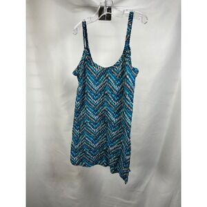 Ocean Pacific OP Womens Blue Chevron Geometric Print Cotton Tank Top Size M 7-9